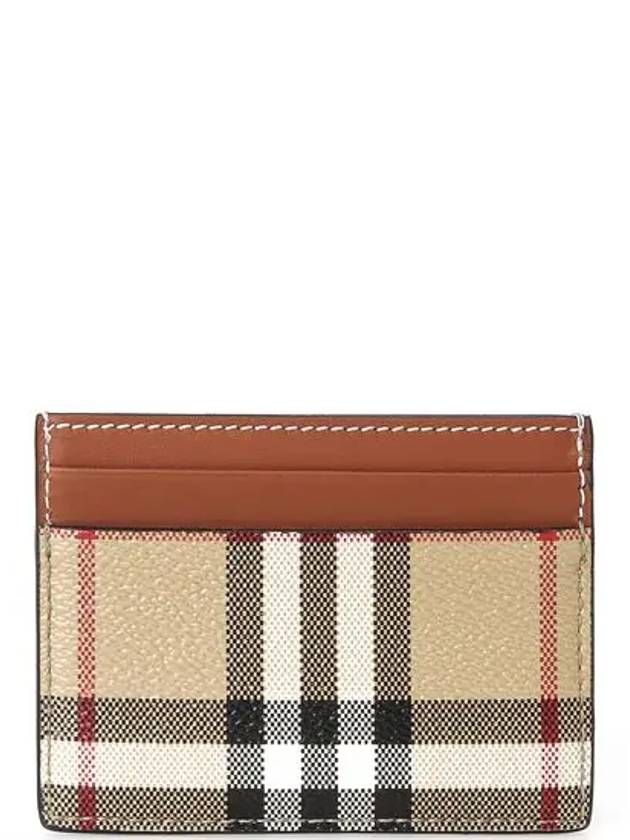 Check Print Leather Card Holder Beige - BURBERRY - BALAAN 4