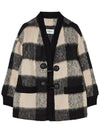 Gingham big check wool half coat black - THE GREEN LAB - BALAAN 9