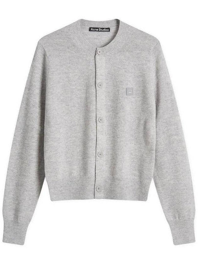 Face Patch Crop Cardigan Light Grey Melange - ACNE STUDIOS - BALAAN 2