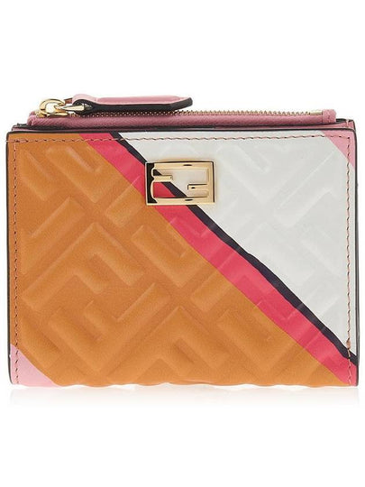 FF Logo Zipper Medium Leather Half Wallet - FENDI - BALAAN 2