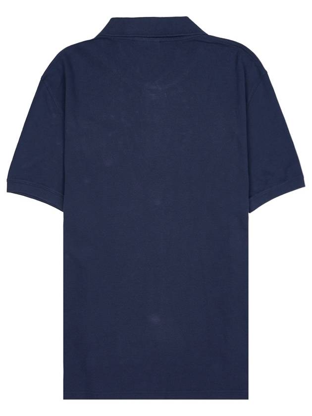Fox Head Patch Cotton Polo Shirt Blue - MAISON KITSUNE - BALAAN 3