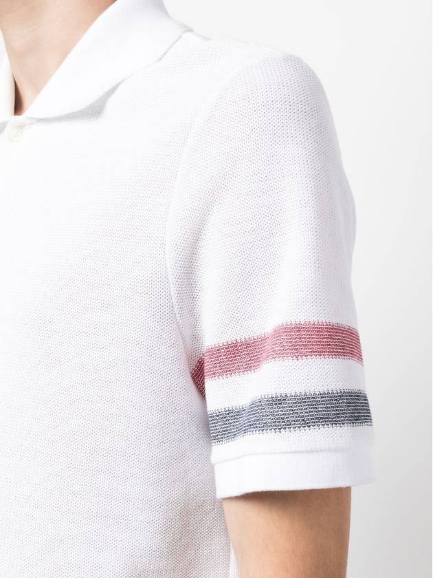 Men's RWB Stripe Cotton Polo Shirt White - THOM BROWNE - BALAAN 6