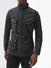 Men's International A7 Wax Slim Jacket Black - BARBOUR - BALAAN 3