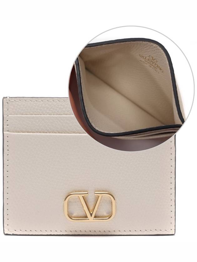 V Logo Signature Card Wallet Ivory - VALENTINO - BALAAN 3