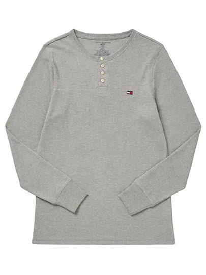 Men's Thermal Waffle Henley Long Sleeve T-Shirt Grey - TOMMY HILFIGER - BALAAN 2