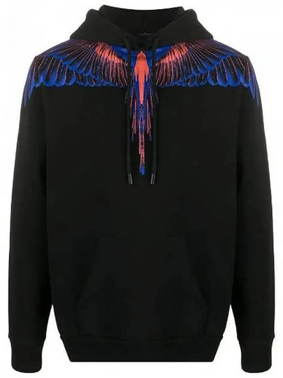 Orange Wings Print Cotton Hoodie Black - MARCELO BURLON - BALAAN 2