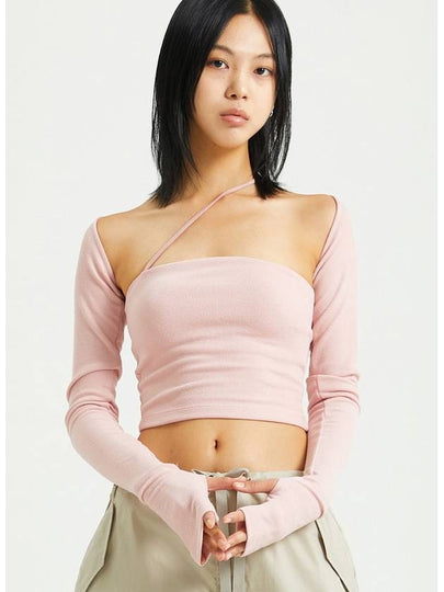 Women's Bolero Cross Knit Long Sleeve Set Top Pink - RAWMANTICS - BALAAN 2