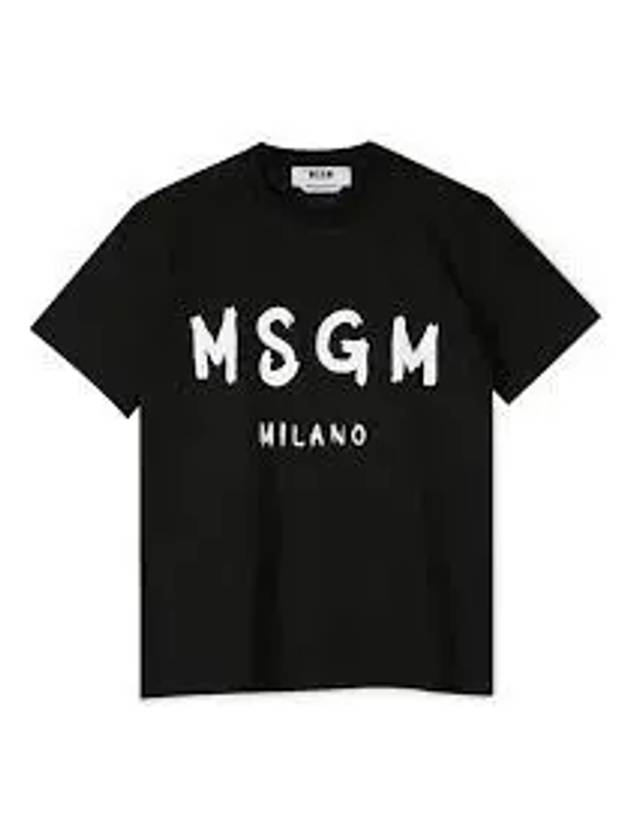 Brushed Logo Short Sleeve T-Shirt Black - MSGM - BALAAN 2