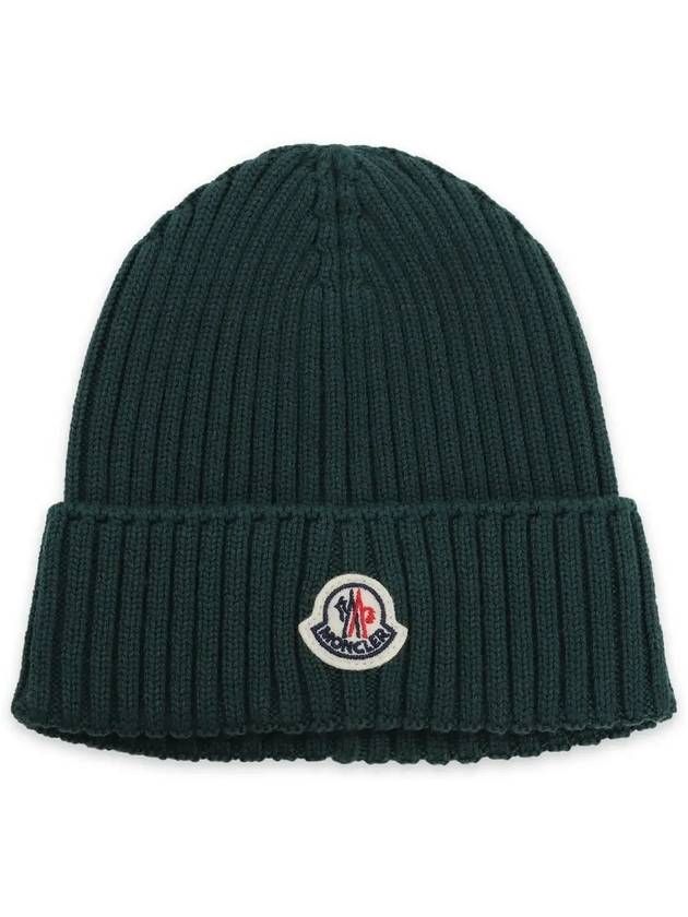 Kids Logo Patch Beanie Green 3B00012 M1131 870 - MONCLER - BALAAN 3