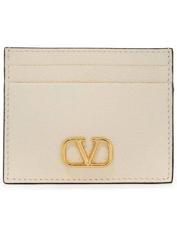 V logo signature card wallet ivory - VALENTINO - BALAAN 1