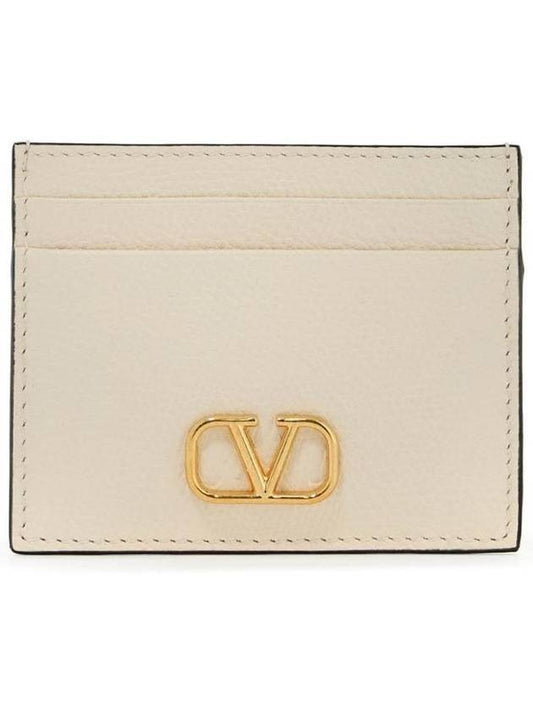 V logo signature card wallet ivory - VALENTINO - BALAAN 1