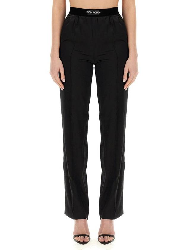 Women's Stretch Silk Straight Pants Black - TOM FORD - BALAAN 12