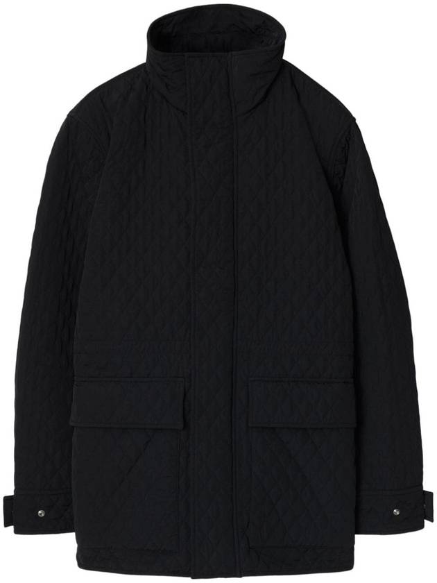 Check Hooded Quilted Jacket Black - BURBERRY - BALAAN 2