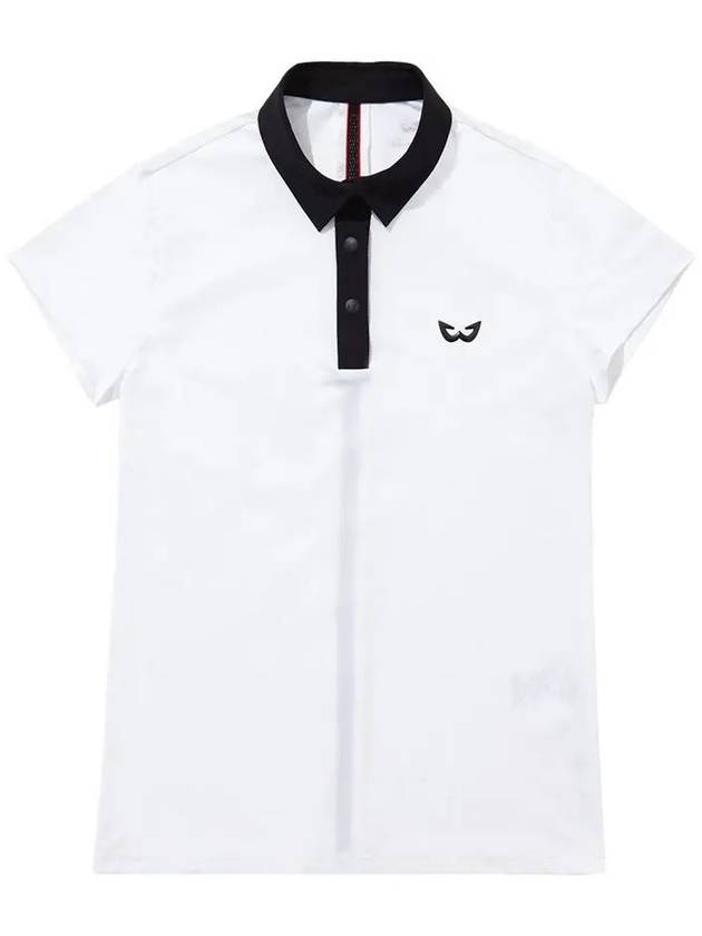 Golf Wear Simple Collar Short Sleeve Golf T-shirt WB21SUWT01WH White - WHITEBALL - BALAAN 1