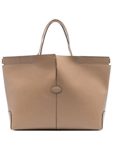 Folio Medium Leather Tote Bag Beige - TOD'S - BALAAN 1