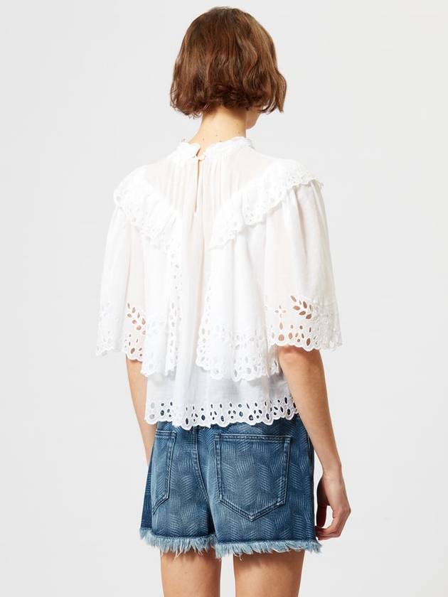 Katia Ruffled Broderie Anglaise Cotton Blouse White - ISABEL MARANT - BALAAN 3