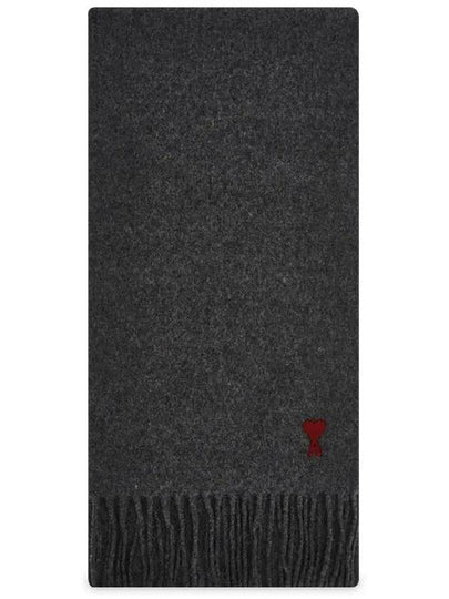 Small Heart Logo Classic Wool Scarf Dark Grey - AMI - BALAAN 2