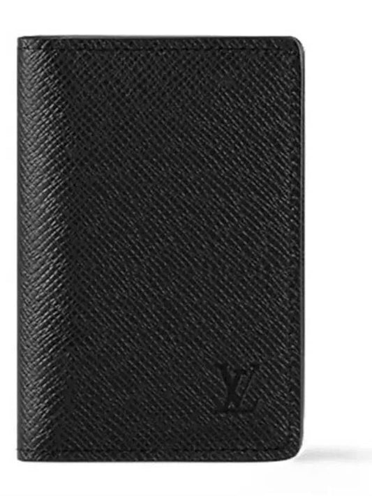 Pocket Organizer Taiga Leather Card Wallet Black - LOUIS VUITTON - BALAAN 2