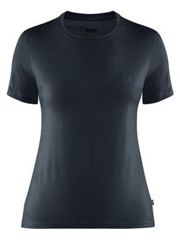 Women's Abisko Wool Short Sleeve T-Shirt Dark Navy - FJALL RAVEN - BALAAN 2