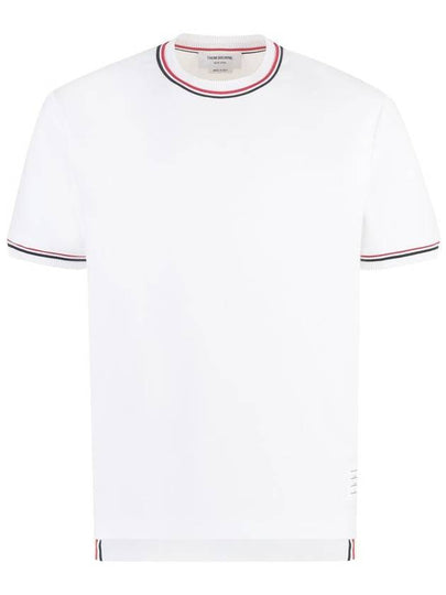 RWB Trimmed Cotton Short Sleeve T-Shirt White - THOM BROWNE - BALAAN 2