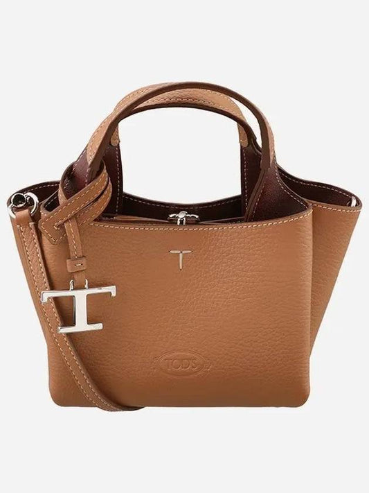 Micro Leather Tote Bag Brown - TOD'S - BALAAN 2