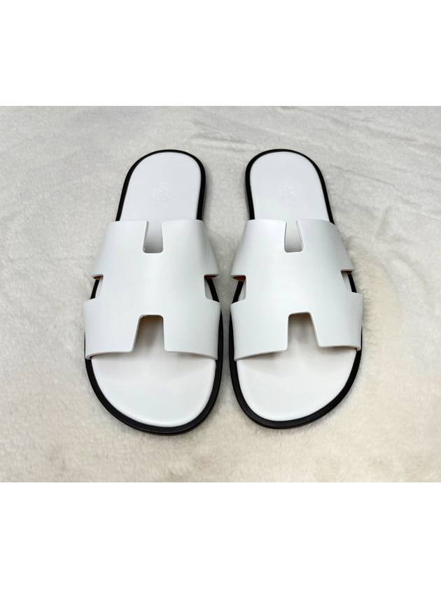 Izmir Leather Slippers Blanc - HERMES - BALAAN 3