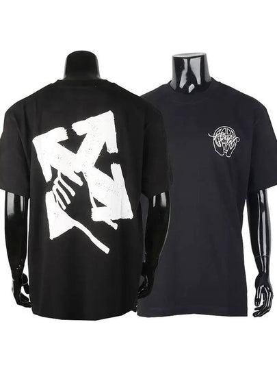 Hand Arrow Logo Print Short Sleeve T-Shirt Black - OFF WHITE - BALAAN 2