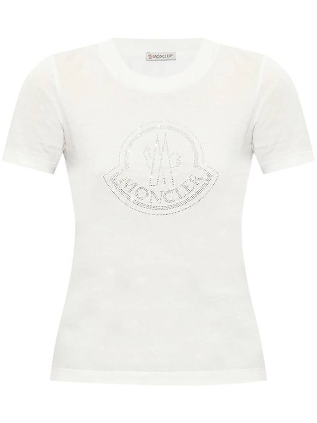 Crystal Logo Short Sleeve T-Shirt Off White - MONCLER - BALAAN 2