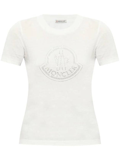 Crystal Logo Short Sleeve T-Shirt Off White - MONCLER - BALAAN 2