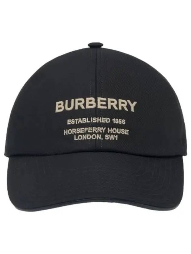 Horseferry logo embroidered ball cap black hat - BURBERRY - BALAAN 1