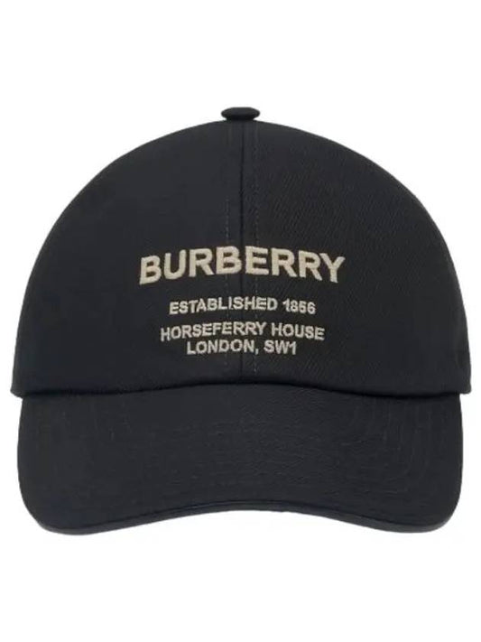 Horseferry logo embroidered ball cap black hat - BURBERRY - BALAAN 1