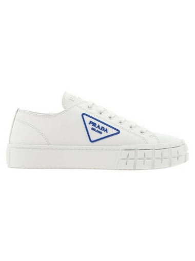 Blue Triangle Logo Low Top Sneakers White - PRADA - BALAAN 1