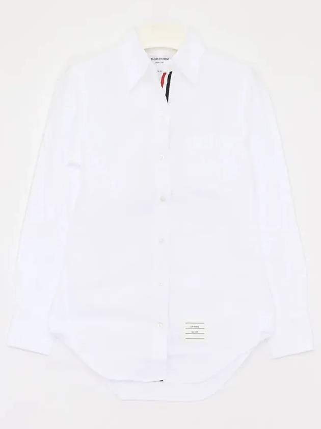 Women's Hidden Three Stripes Oxford Classic Shirt White - THOM BROWNE - BALAAN 4