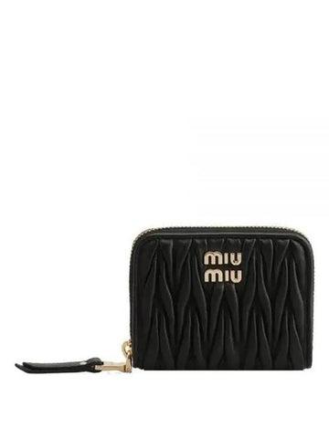 Miu 5MM268 2FPP F0002 Gold Logo Matelasse Nappa Zipper Coin Card Wallet Black 1157366 - PRADA - BALAAN 1