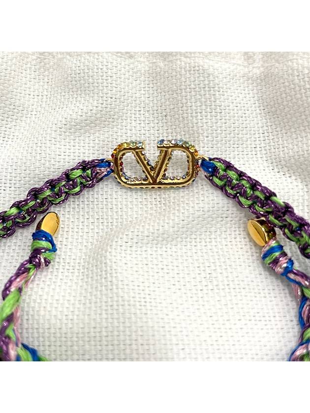 V Logo Signature Crystal Knot Bracelet - VALENTINO - BALAAN 8