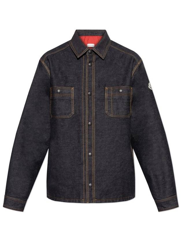 Collar button up denim jacket black - MONCLER - BALAAN 1