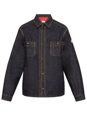 Collar Button-Up Denim Jacket Black - MONCLER - BALAAN 1