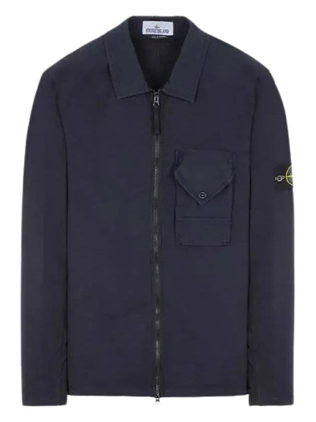 Stretch Cotton Gabardine Overshirt Jacket Navy - STONE ISLAND - BALAAN 2