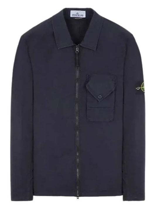 Stretch Cotton Gabardine Overshirt Jacket Navy - STONE ISLAND - BALAAN 2