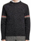 Intarsia Mohair Arm Banding Tweed Knit Top Dark Grey - THOM BROWNE - BALAAN 2