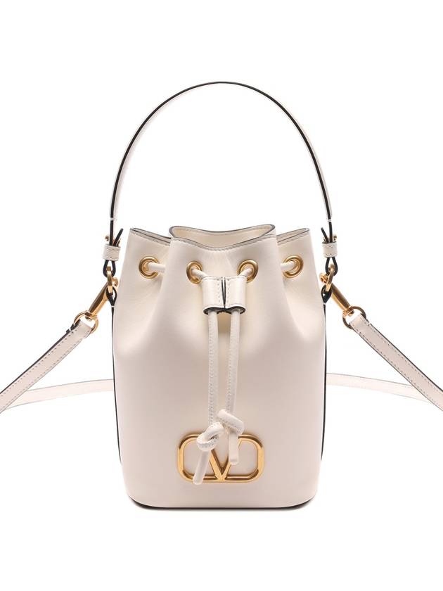 V Logo Signature Bucket Bag White - VALENTINO - BALAAN 3