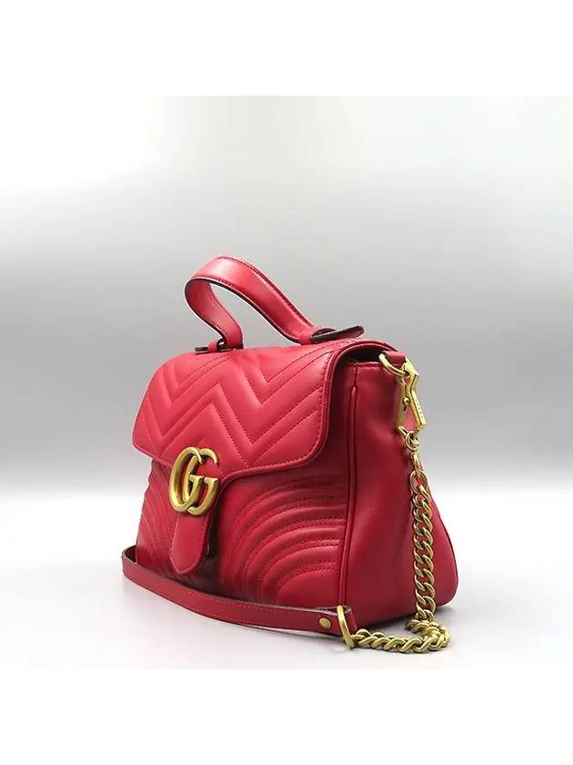 498110 Red Leather Matelasse Gold Marmont Top Handle Tote Bag Shoulder Strap 2WAY - GUCCI - BALAAN 3