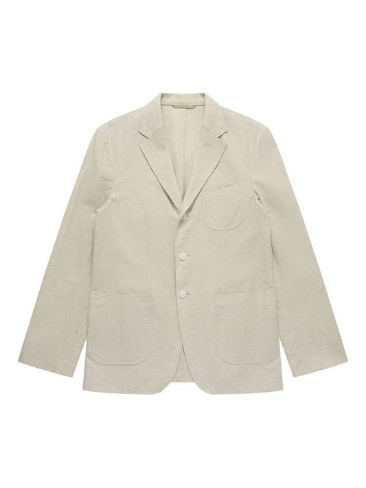 Men's Linen Blend Out Pocket Jacket Light Beige - SOLEW - BALAAN 1