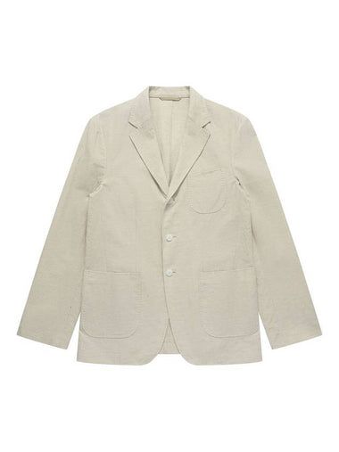 Linen Blend Out Pocket Jacket Light Beige - SOLEW - BALAAN 1