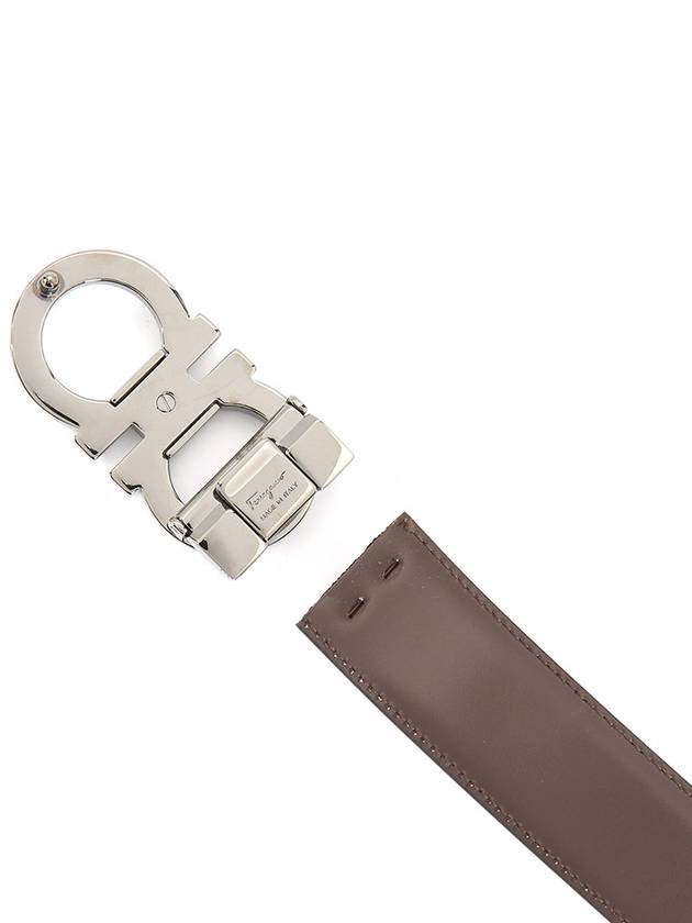 Double Gancini Reversible Leather Belt Black Auburn - SALVATORE FERRAGAMO - BALAAN 6