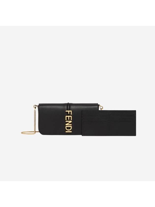 Graphy Chain Leather Long Wallet Black - FENDI - BALAAN 4