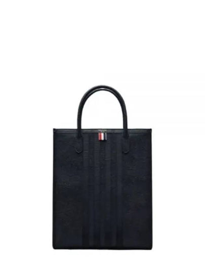 Pebble Grain 4 Bar Tote Bag Black - THOM BROWNE - BALAAN 2