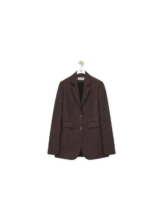 Linen Single-Breasted Tailored Jacket Brown - LOEWE - BALAAN 2