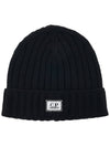 Logo Patch Wool Beanie Black - CP COMPANY - BALAAN 2