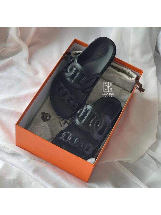 Extra Leather Sandals Noir Black - HERMES - BALAAN 3